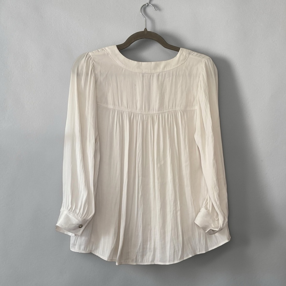 LIVERPOOL V-Neck Popover Blouse Ivory Chiffon Lightweight Piratecore Flowy Sz S - Picture 2 of 9